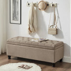 Tufted Button Storage Bench with Spindle Wooden Legs