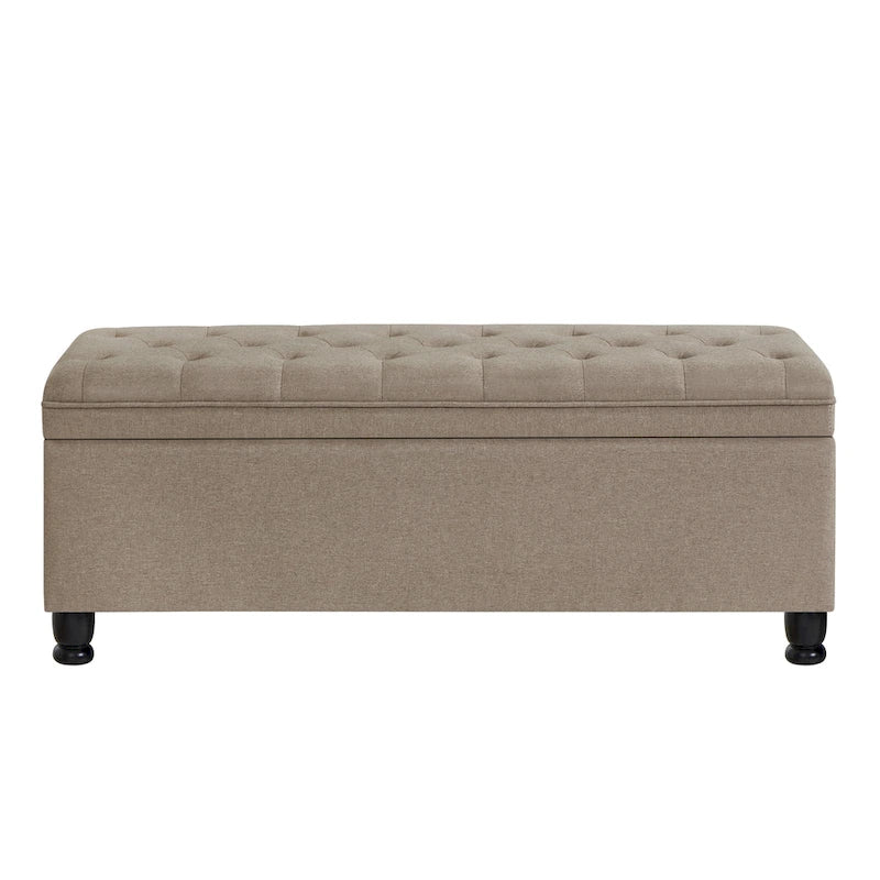 Tufted Button Storage Bench with Spindle Wooden Legs
