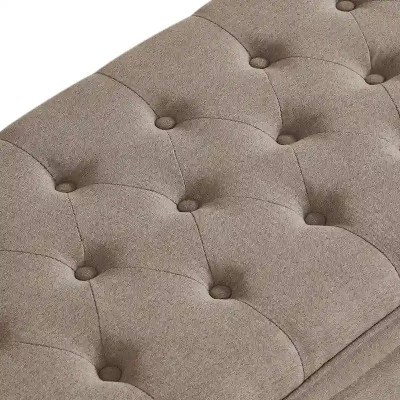 Tufted Button Storage Bench with Spindle Wooden Legs