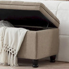 Tufted Button Storage Bench with Spindle Wooden Legs