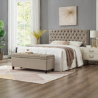 Tufted Button Storage Bench with Spindle Wooden Legs