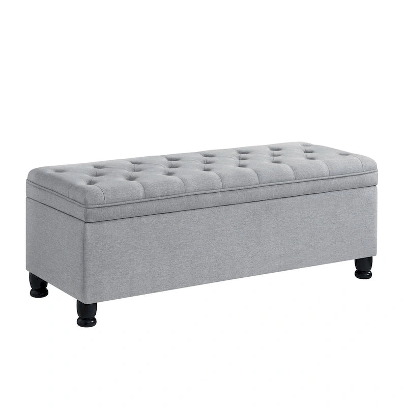 Tufted Button Storage Bench with Spindle Wooden Legs