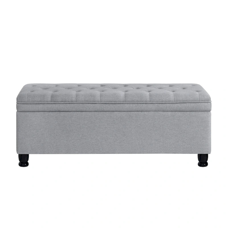 Tufted Button Storage Bench with Spindle Wooden Legs