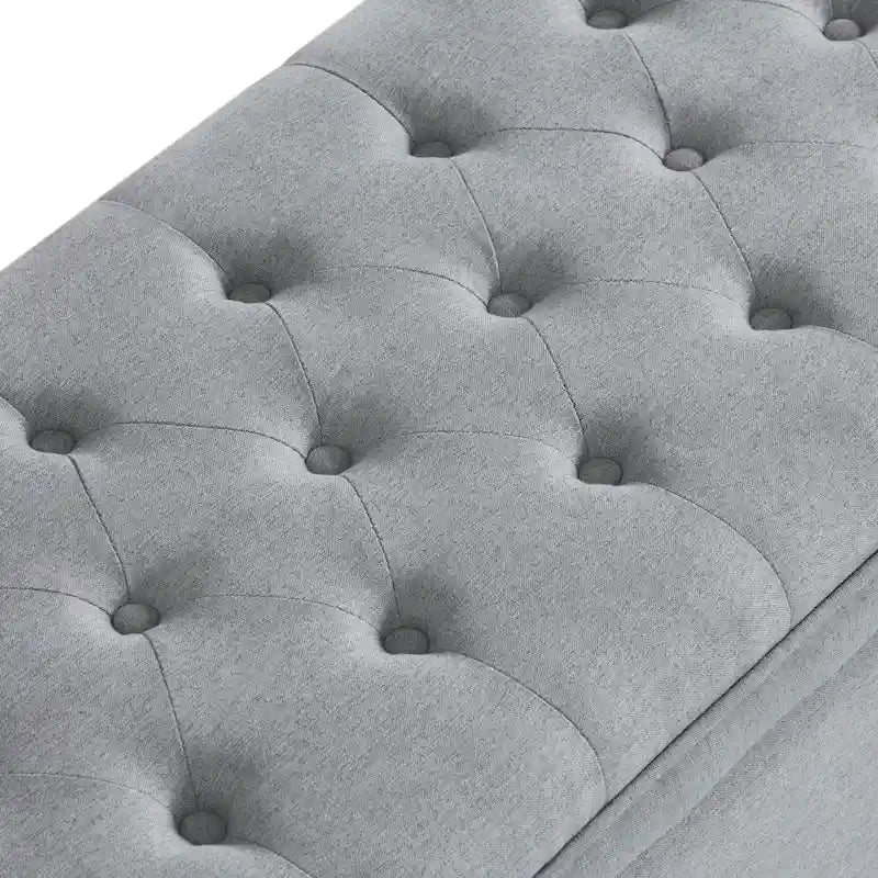 Tufted Button Storage Bench with Spindle Wooden Legs