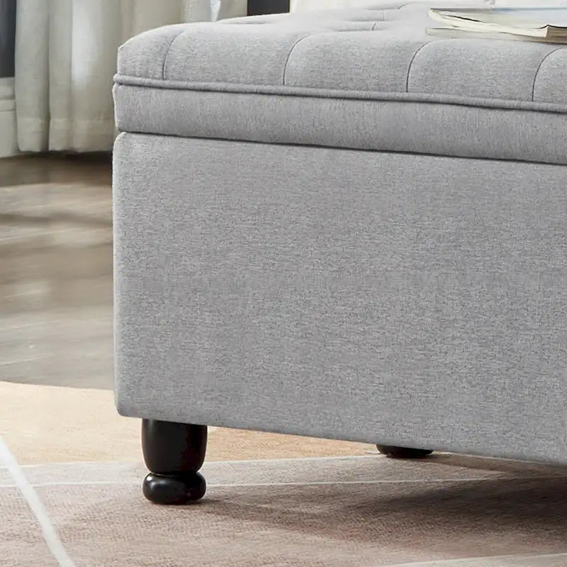 Tufted Button Storage Bench with Spindle Wooden Legs