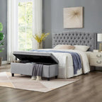 Tufted Button Storage Bench with Spindle Wooden Legs