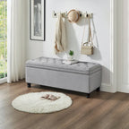Tufted Button Storage Bench with Spindle Wooden Legs