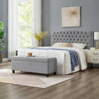Tufted Button Storage Bench with Spindle Wooden Legs