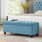 Tufted Button Storage Bench with Spindle Wooden Legs