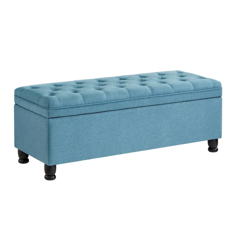 Tufted Button Storage Bench with Spindle Wooden Legs