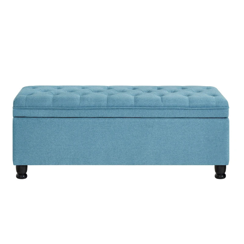 Tufted Button Storage Bench with Spindle Wooden Legs