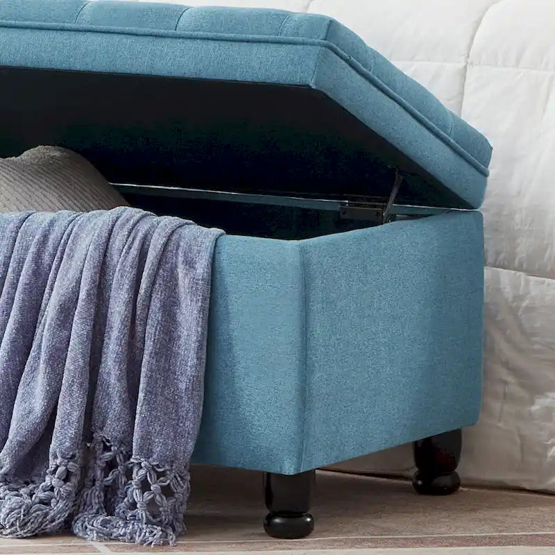 Tufted Button Storage Bench with Spindle Wooden Legs