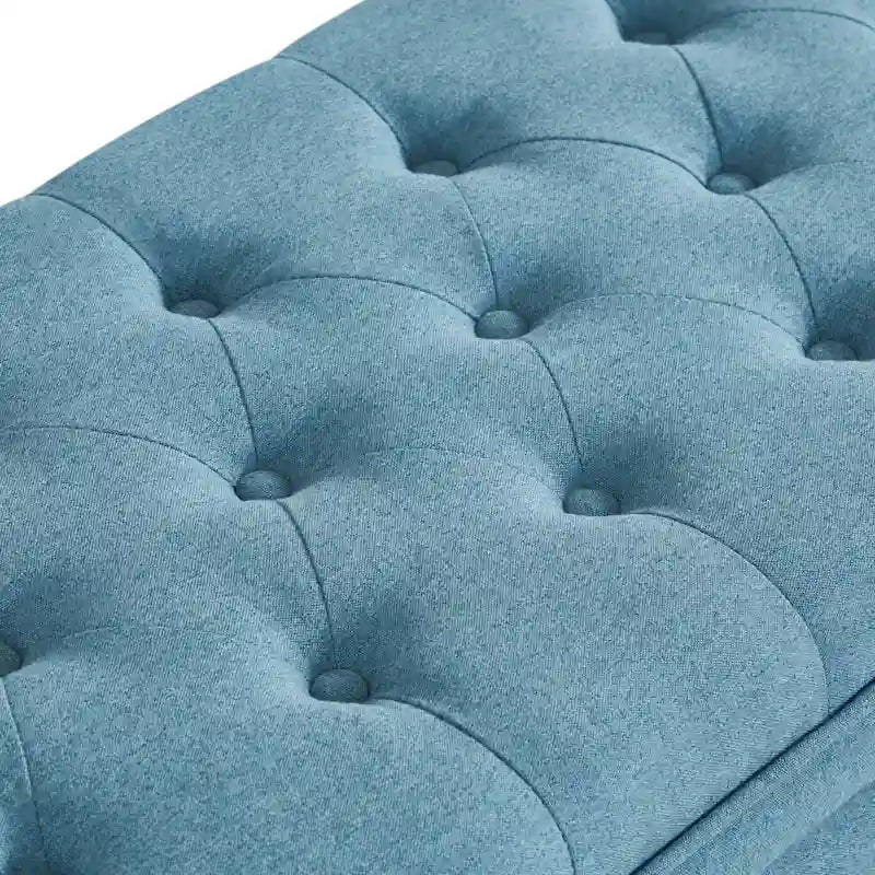 Tufted Button Storage Bench with Spindle Wooden Legs