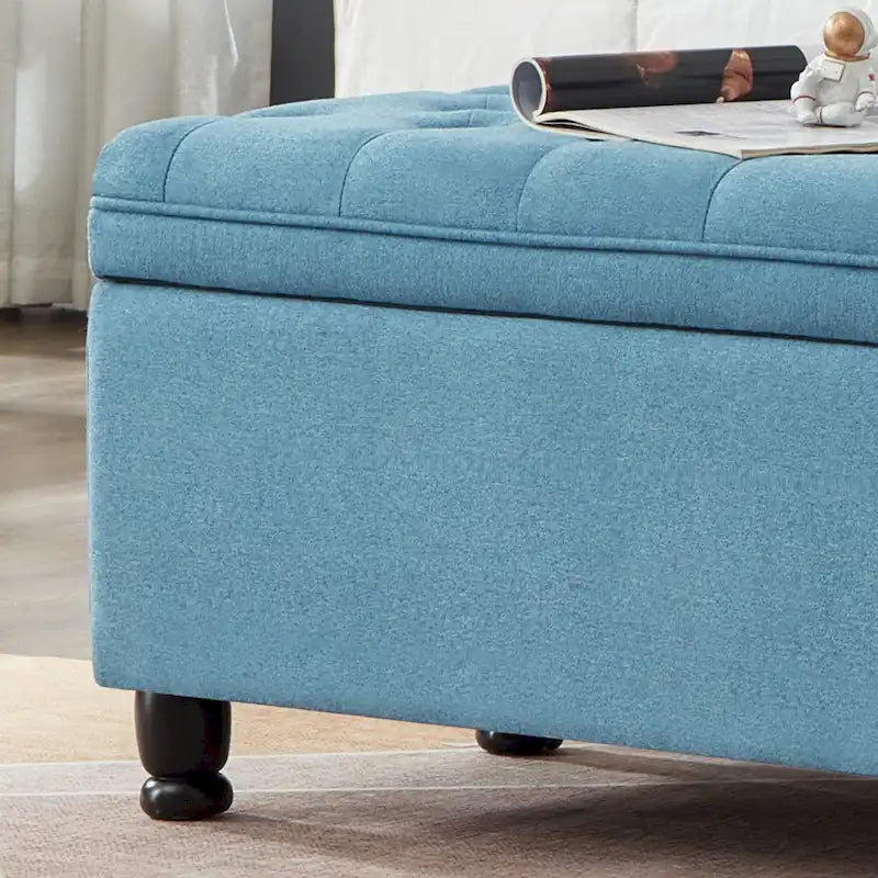 Tufted Button Storage Bench with Spindle Wooden Legs