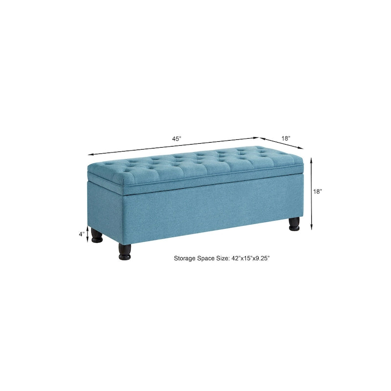 Tufted Button Storage Bench with Spindle Wooden Legs