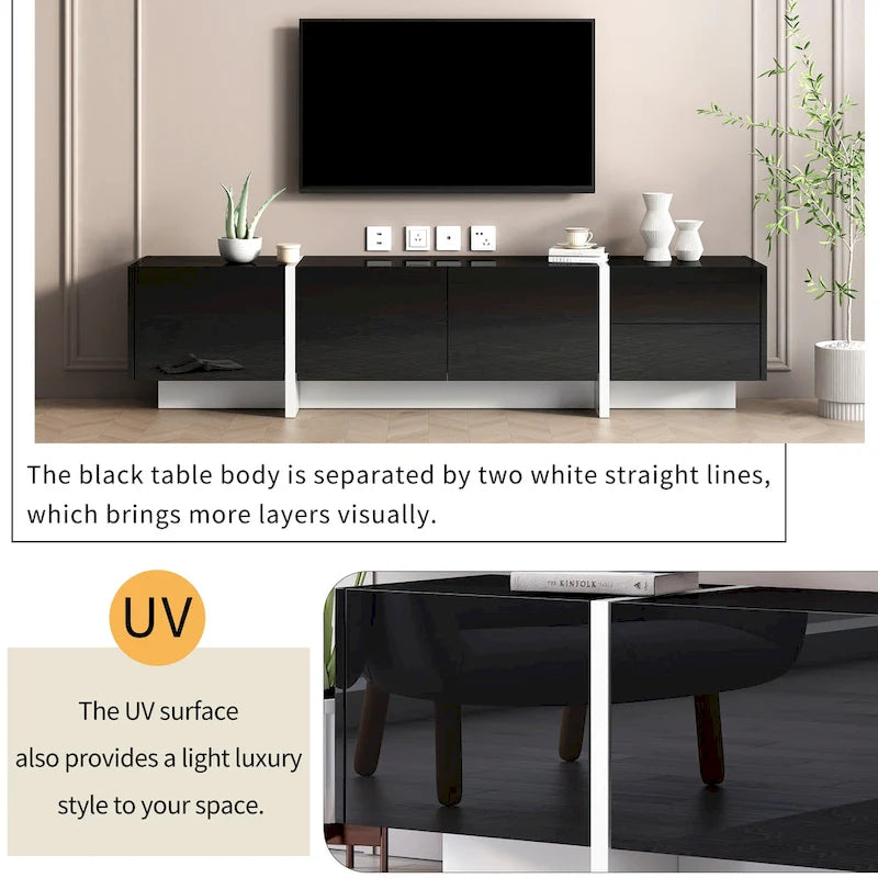 Mobile TV lucido da 74.8" con cassetti e ante per TV fino a 80"