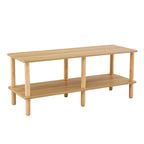 2-Tier TV Stand with Open Storage Shelf and Rubberwood Legs