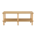 2-Tier TV Stand with Open Storage Shelf and Rubberwood Legs