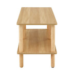 2-Tier TV Stand with Open Storage Shelf and Rubberwood Legs