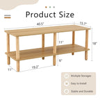2-Tier TV Stand with Open Storage Shelf and Rubberwood Legs