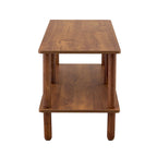 2-Tier TV Stand with Open Storage Shelf and Rubberwood Legs