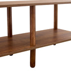 2-Tier TV Stand with Open Storage Shelf and Rubberwood Legs