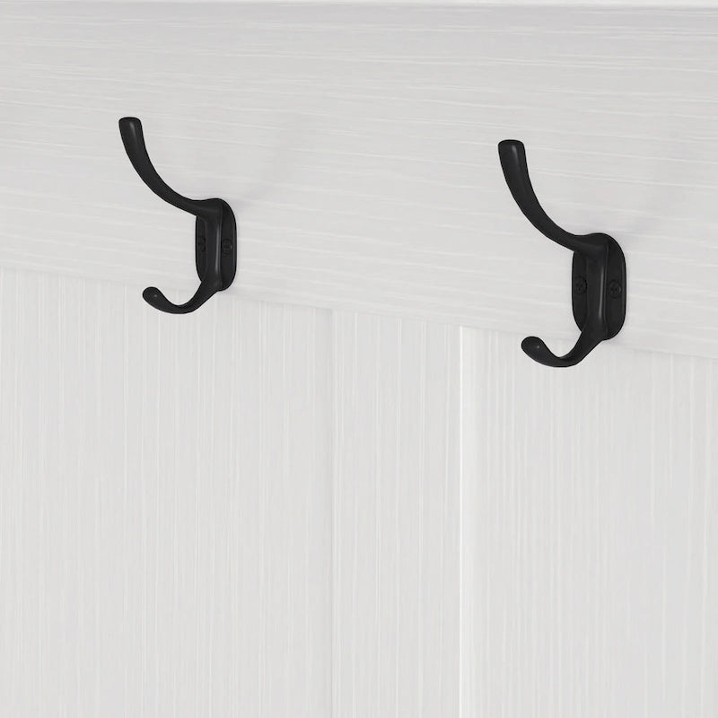 Hallway Hall Tree with Bench, Coat Hooks, Storage Shelves, and Pegboard
