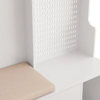 Hallway Hall Tree with Bench, Coat Hooks, Storage Shelves, and Pegboard