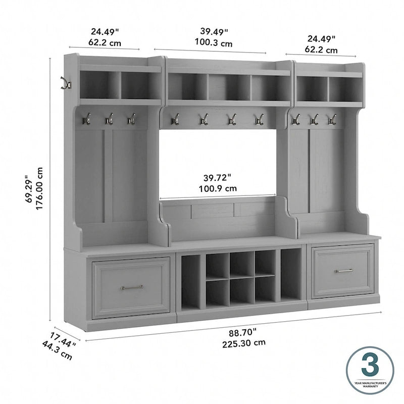Full Entryway Storage Set with Coat Rack and Shoe Bench