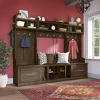 Full Entryway Storage Set with Coat Rack and Shoe Bench
