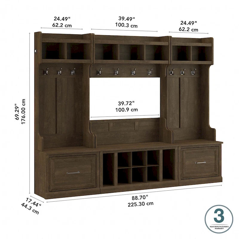 Full Entryway Storage Set with Coat Rack and Shoe Bench