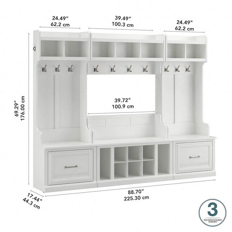 Full Entryway Storage Set with Coat Rack and Shoe Bench