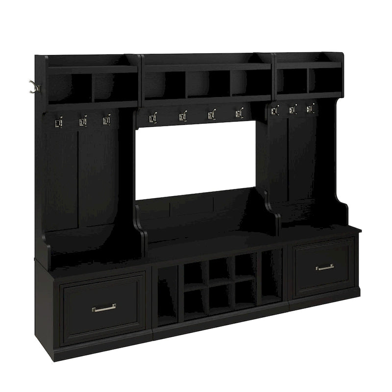 Full Entryway Storage Set with Coat Rack and Shoe Bench