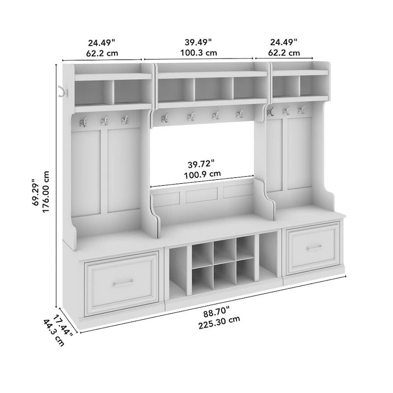 Full Entryway Storage Set with Coat Rack and Shoe Bench