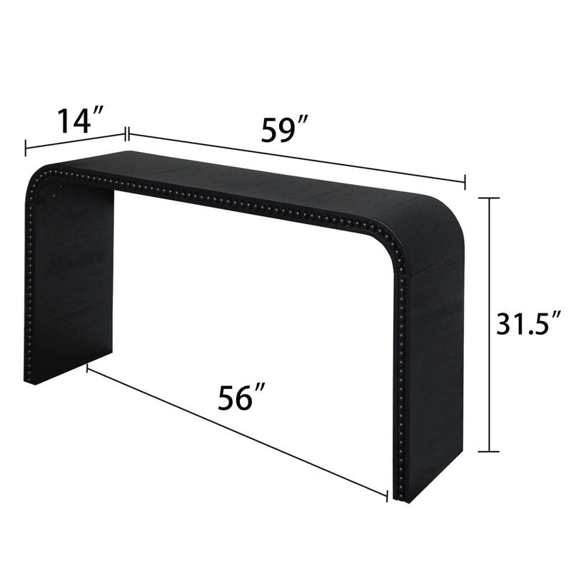 48-Zoll-Konsolentisch mit geschwungenem Wasserfall-Design und Holzperlen-Details
