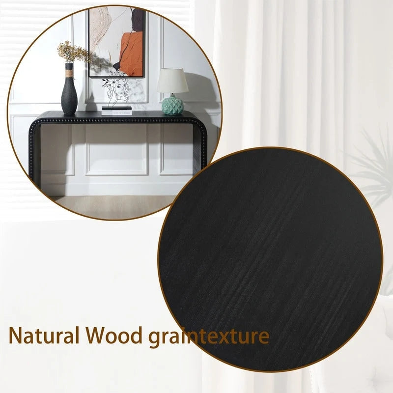 48-Zoll-Konsolentisch mit geschwungenem Wasserfall-Design und Holzperlen-Details