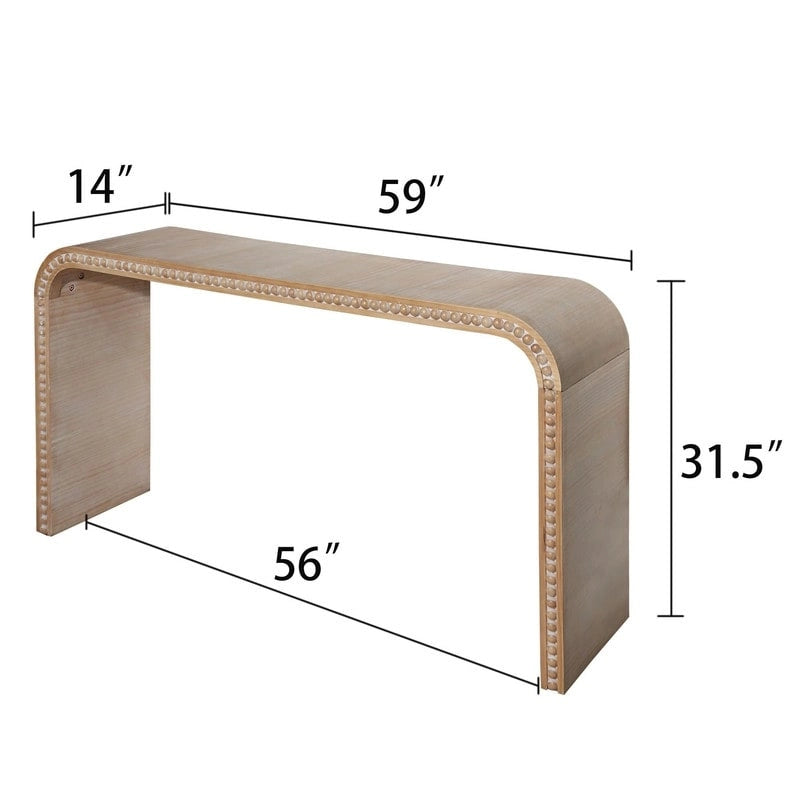 48-Zoll-Konsolentisch mit geschwungenem Wasserfall-Design und Holzperlen-Details