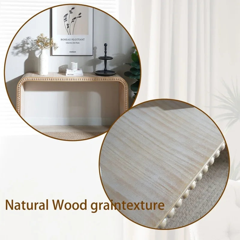 48-Zoll-Konsolentisch mit geschwungenem Wasserfall-Design und Holzperlen-Details