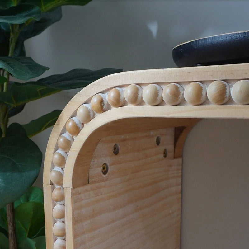 48-Zoll-Konsolentisch mit geschwungenem Wasserfall-Design und Holzperlen-Details