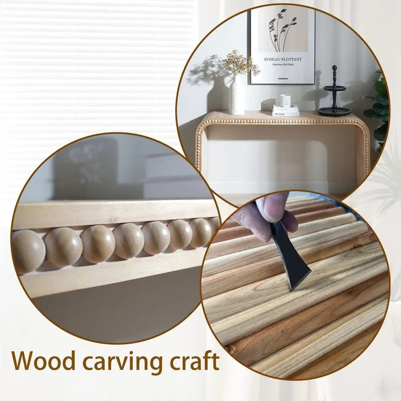 48-Zoll-Konsolentisch mit geschwungenem Wasserfall-Design und Holzperlen-Details