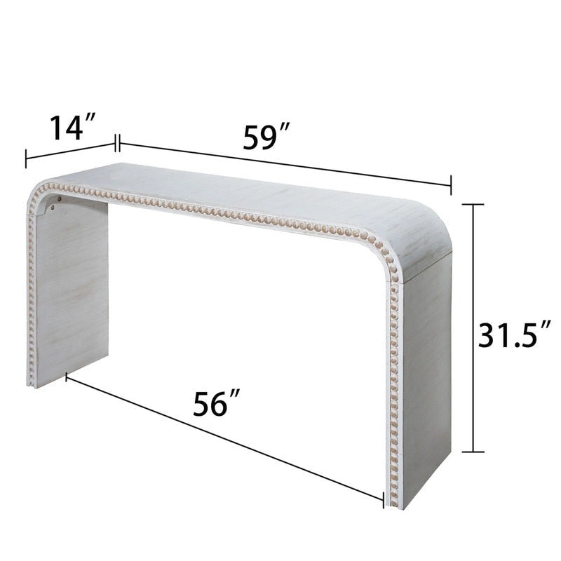 48-Zoll-Konsolentisch mit geschwungenem Wasserfall-Design und Holzperlen-Details