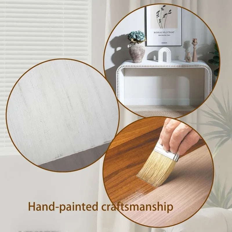 48-Zoll-Konsolentisch mit geschwungenem Wasserfall-Design und Holzperlen-Details