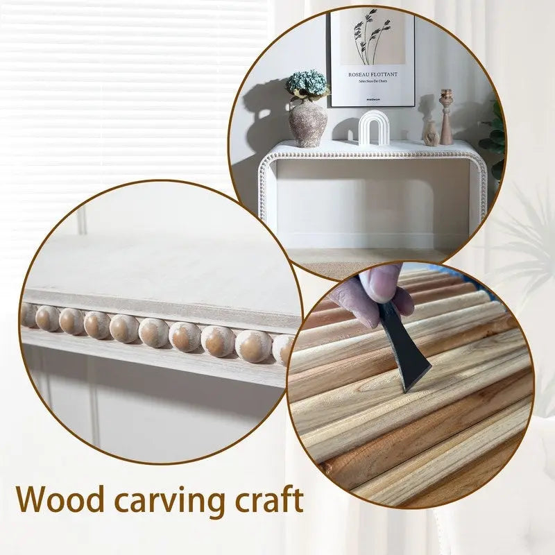 48-Zoll-Konsolentisch mit geschwungenem Wasserfall-Design und Holzperlen-Details