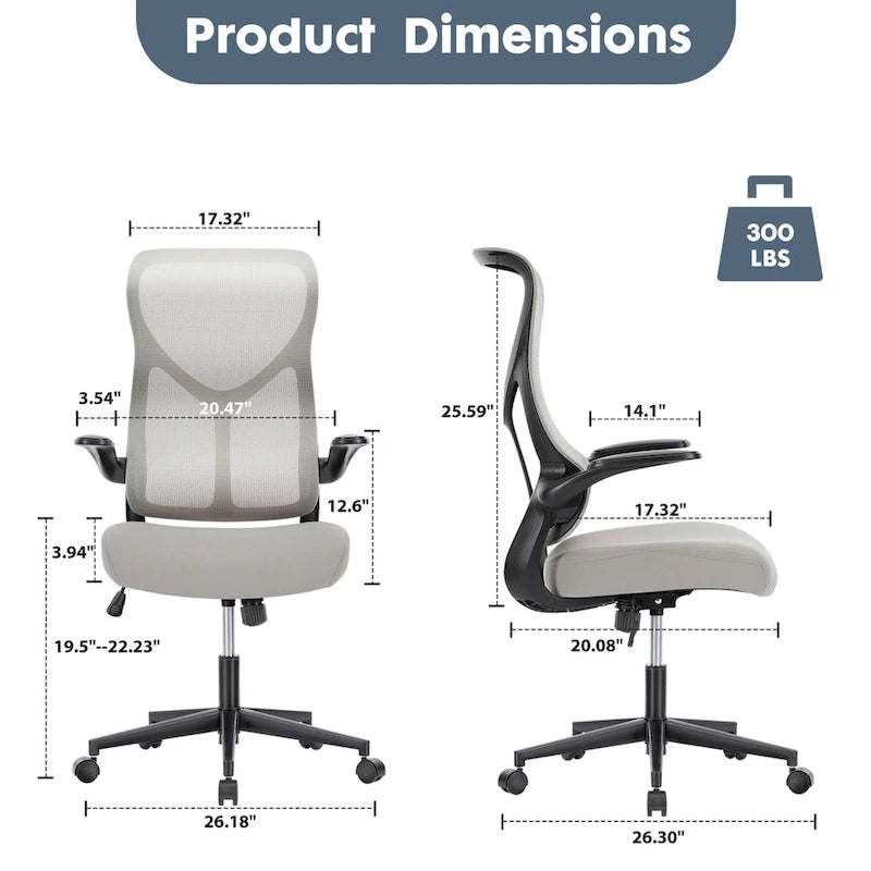 Chaise de bureau ergonomique avec hauteur réglable et dossier en maille