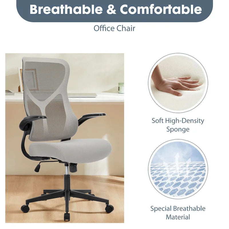 Chaise de bureau ergonomique avec hauteur réglable et dossier en maille