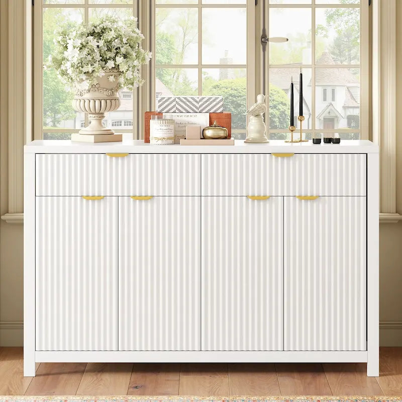 Sideboard Cabinet with Adjustable Shelves and Wave-Grain Doors