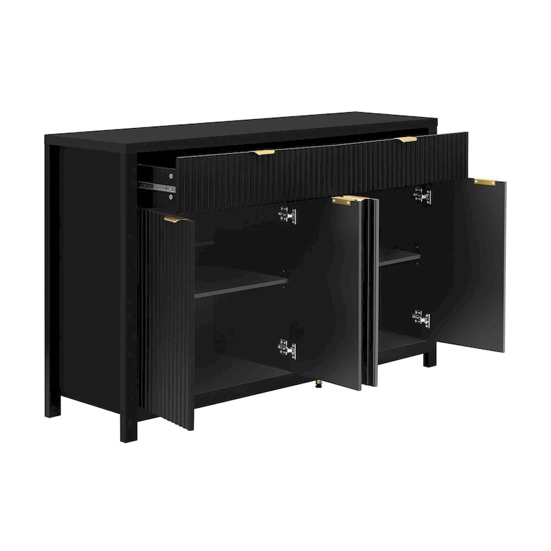Sideboard Cabinet with Adjustable Shelves and Wave-Grain Doors