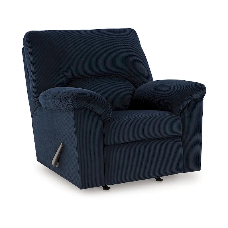 Rocker Recliner Chair with Pillow Top Arms, Dark Navy Blue Corduroy