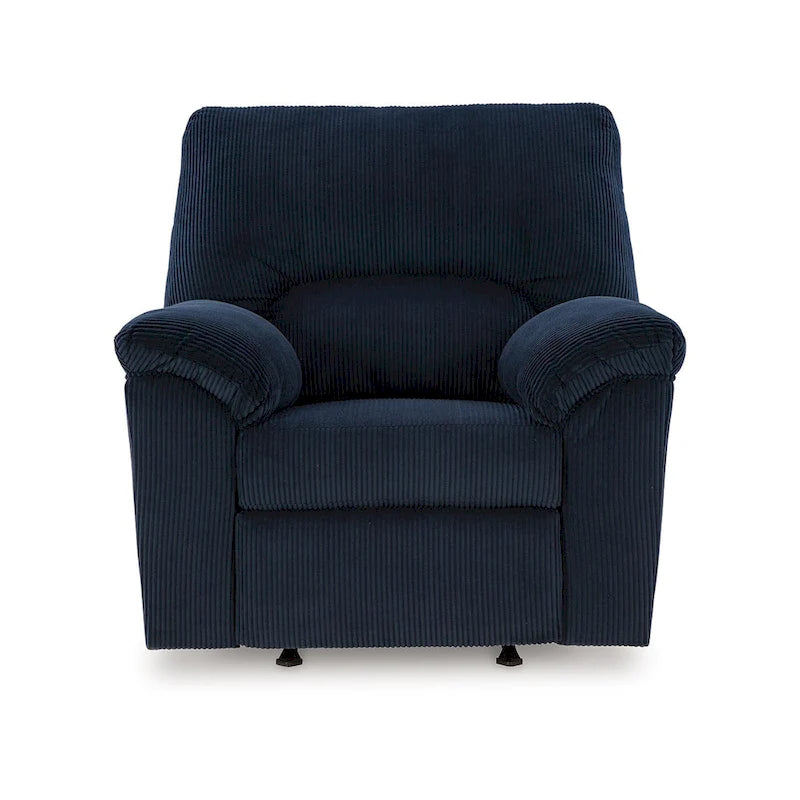 Rocker Recliner Chair with Pillow Top Arms, Dark Navy Blue Corduroy