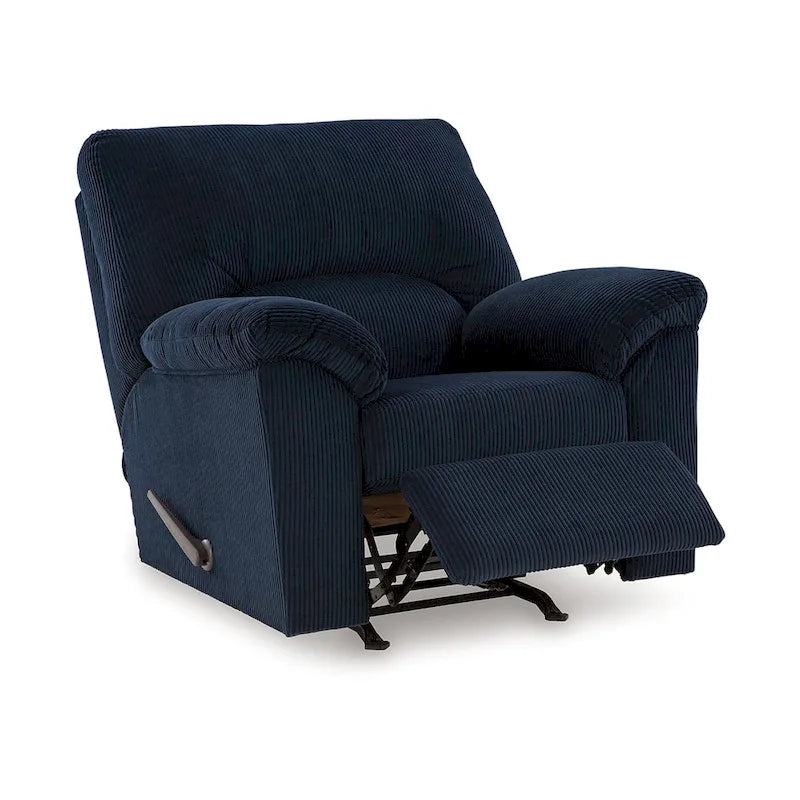 Rocker Recliner Chair with Pillow Top Arms, Dark Navy Blue Corduroy